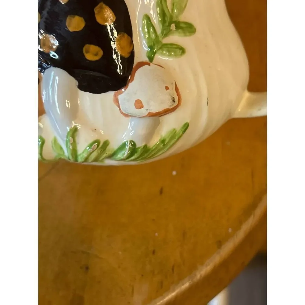 Vintage Arnels Mushroom Ceramic Creamer Sugar Bowl Salt Pepper Shaker Read (5008
